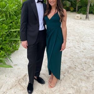 Shona Joy Green Cocktail Draped Dress